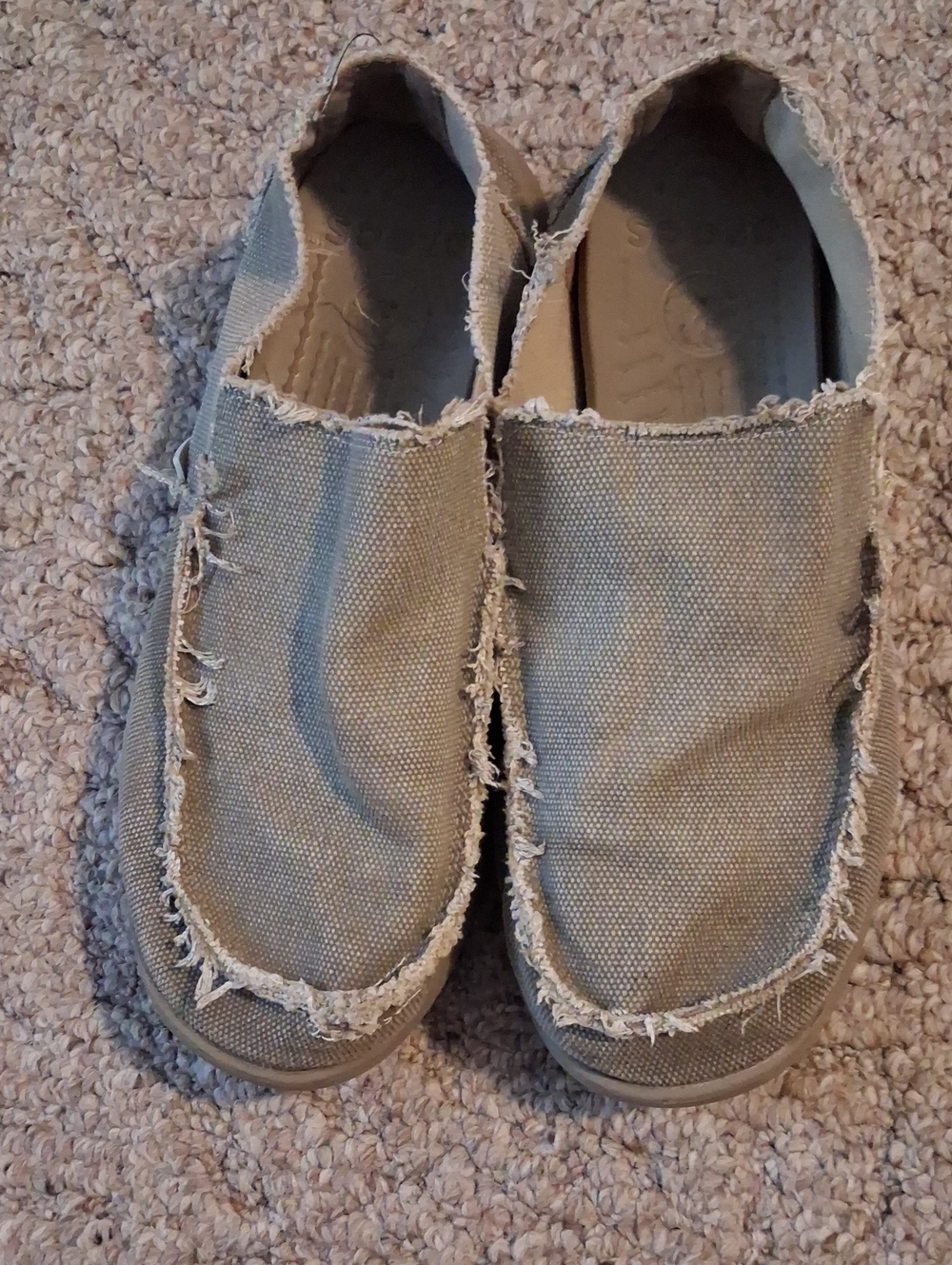CROCS Men's Beige Canvas Slip-On Loafers